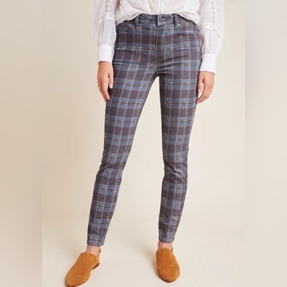 Paige Hoxton Ultra Skinny Jeans In Black Atlantic Tartan Plaid Denim Size 24 - Picture 14 of 14